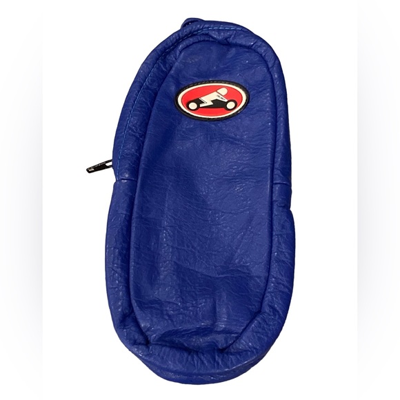 Helimot Racing Gloves Brand High End Blue Leather Motorcycle Tool Bag Case Mint - Picture 1 of 7